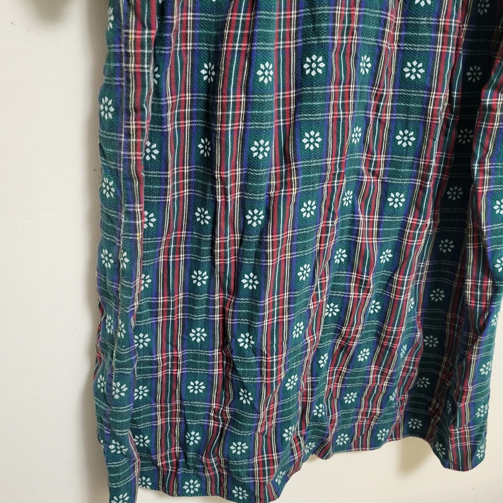 Lanz of Salzburg Red Plaid Flannel Nightgown Cotton Long Sleeve Maxi Winter Sz S - Picture 6 of 9